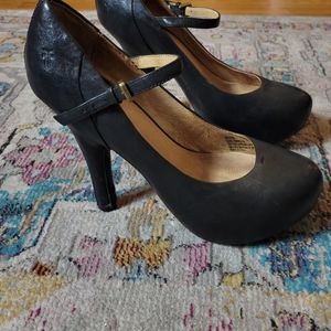 Frye Leather Stitched Heels Strappy Mary Janes Size 8